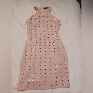 Pink studded short dress